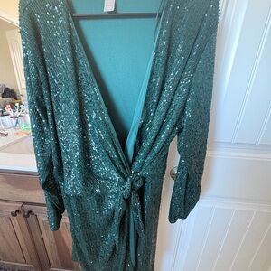 H&M Teal Dress with Sequin Detail